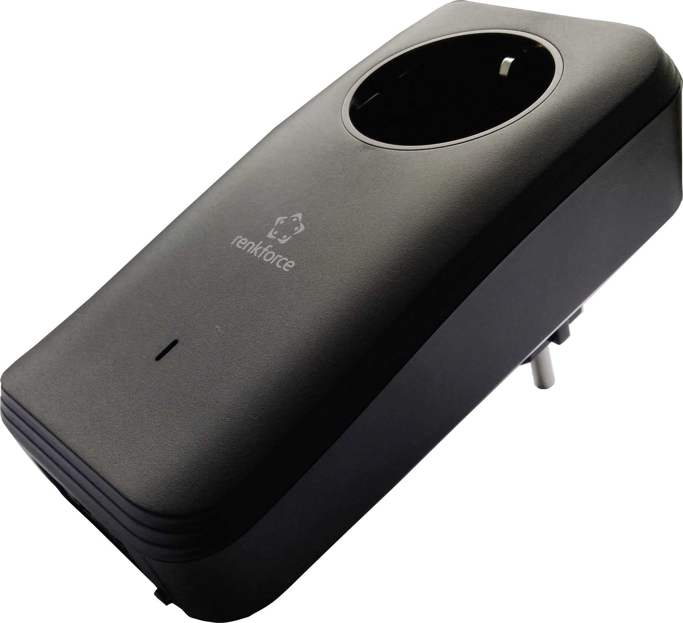 Černý adaptér zásuvky s kulatým vstupem, viditelný z boku, ideální pro úsporu energie a dálkové ovládání zařízení.