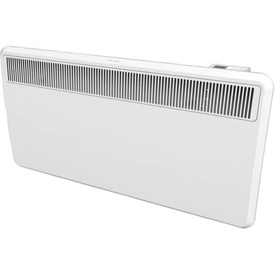 Bílý elektrický topný panel s větracími otvory na horní straně, vhodný pro montáž na stěnu v interiéru.