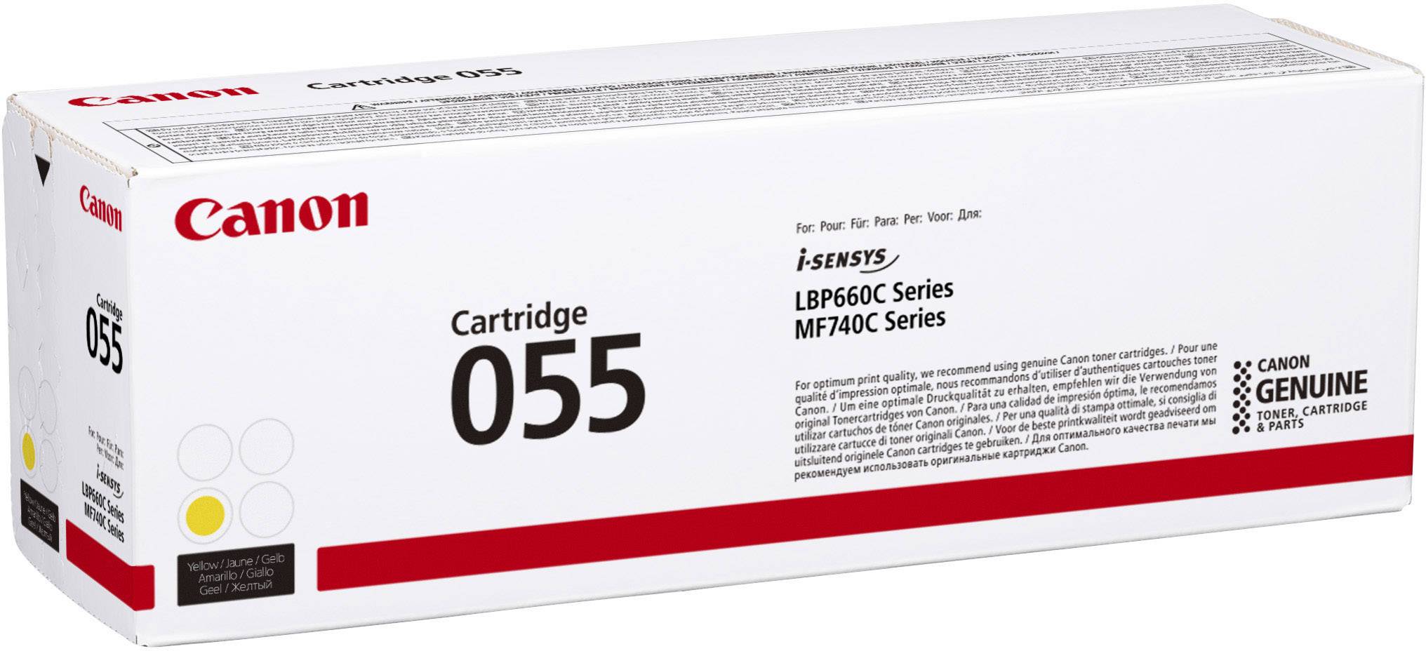 Tonerová kazeta Canon 055 pro řadu tiskáren i-Sensys LBP660 a MF740C na bílém obalu s červenými a černými detaily.