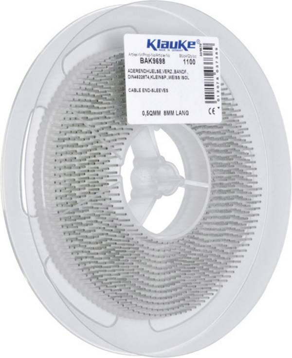 Klauke BAK9708 dutinka 0.75 mm² částečná izolace šedá 1100 ks Tape on Full reel