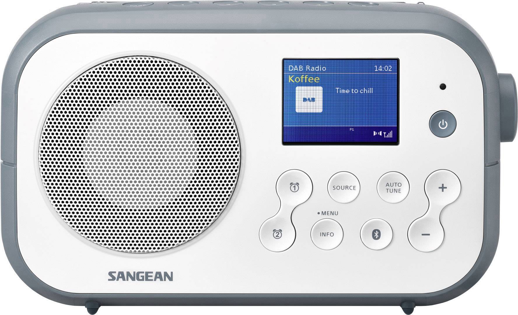Sangean DPR-42BT White-Stone Blue A500426 přenosné rádio, DAB+, FM, Bluetooth, s akumulátorem, funkce alarmu, bílá, kame-0