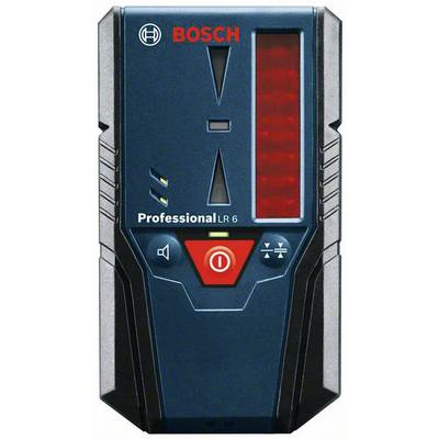 Laserový dálkoměr Bosch s červeným a modrým pouzdrem. Displej zobrazuje měřicí informace.