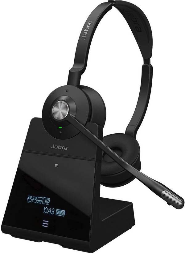 Jabra Engage 75 Stereo  Headset otevřená (On Ear) Bluetooth®, DECT stereo černá Potlačení hluku Vypnutí zvuku mikrofonu telefon