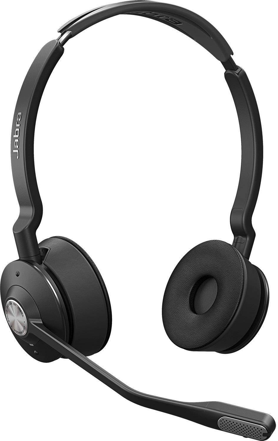 Jabra Engage 75 Stereo Headset otevřená (On Ear) Bluetooth®, DECT stereo černá Potlačení hluku Vypnutí zvuku mikrofonu t-1