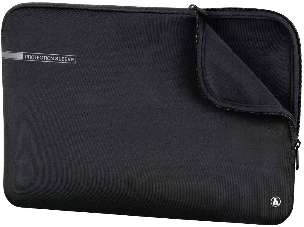Černá brašna na notebook se zipem a nápisem 'Protection Sleeve', vhodná pro ochranu notebooků nebo tabletů.