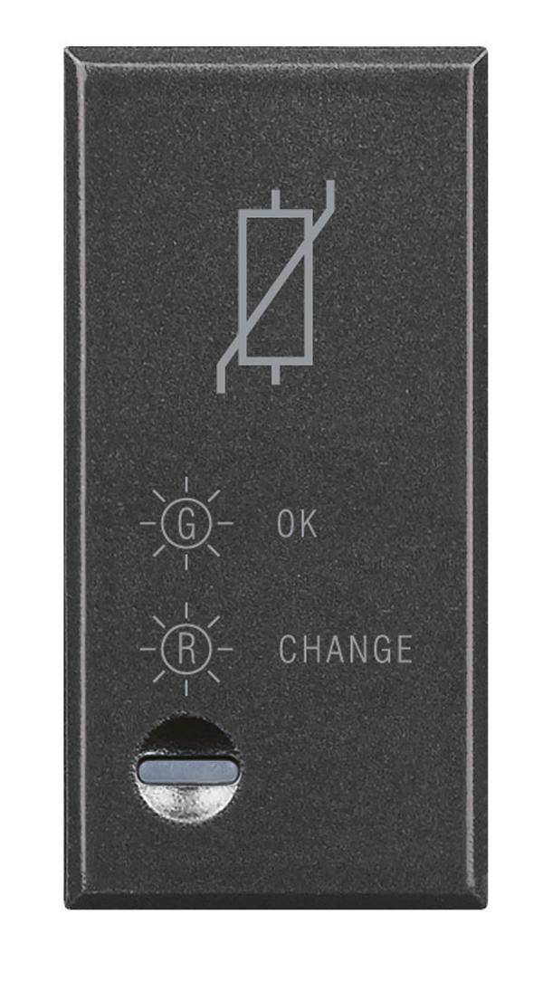 Spínač se symboly "OK" a "CHANGE". Dvě signální světla: "G" a "R", každé s symbolem žárovky.