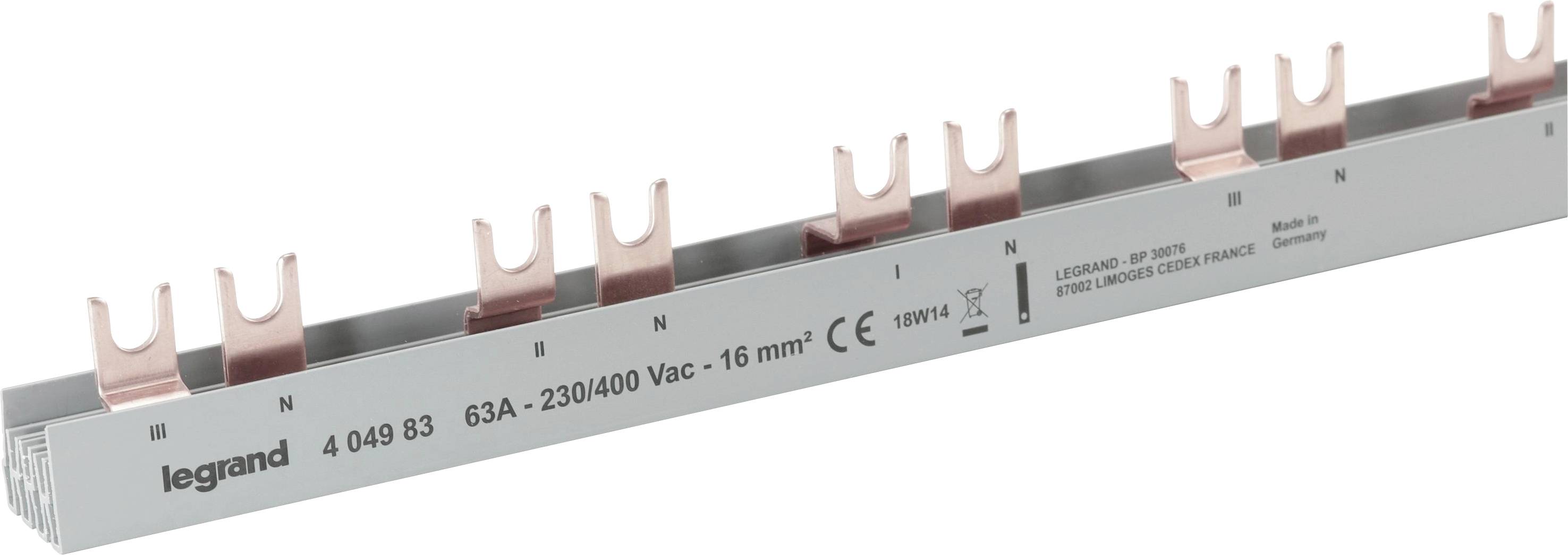 Legrand 404983 Legrand 404983 vidlicová lišta 4P, Afdd, 16 Q Phase busbar 16 mm² 63 A 400 V 1 ks