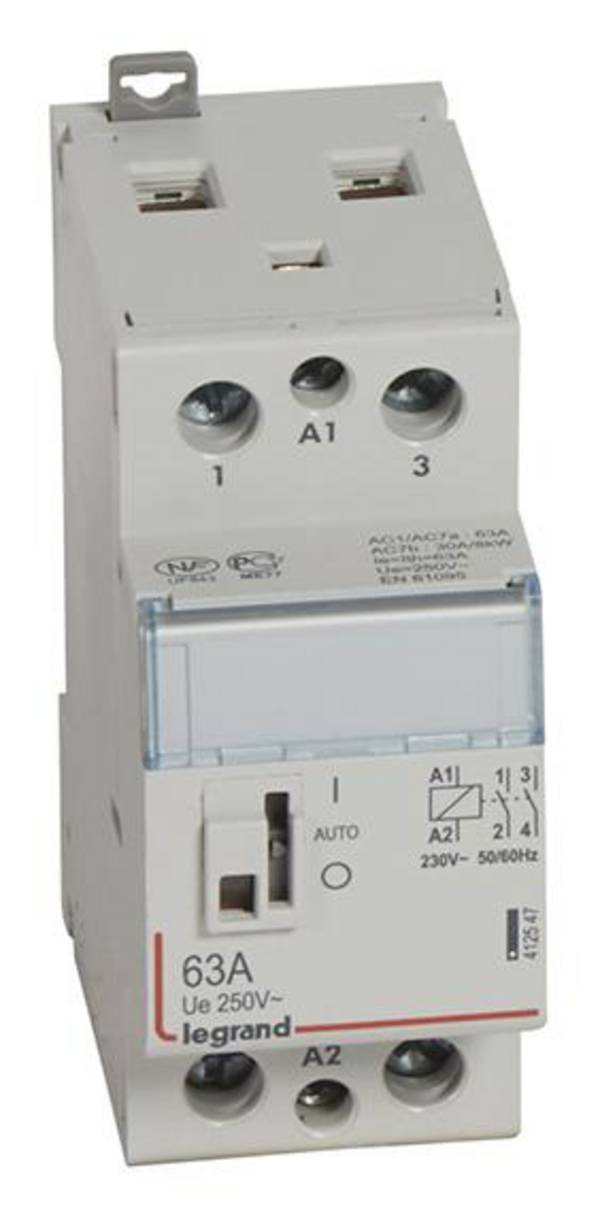 Legrand Legrand 412547 instalační stykač 2 spínací kontakty 230 V 63 A s pomocným kontaktem Piece 1 ks