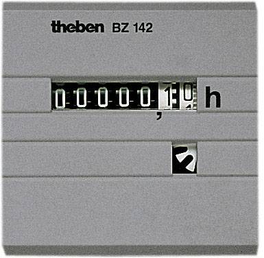 Elektroměřič s nápisem theben BZ 142 ukazuje stav počítadla 000001 hodin.