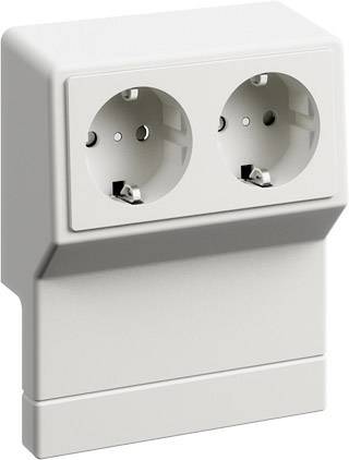 Dvojitá zásuvka, bílá, nástěnná montáž. Vhodná pro připojení dvou elektrických spotřebičů.