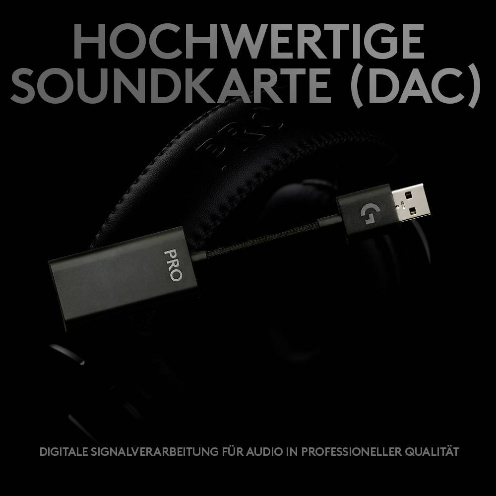 Černý USB DAC s nápisem 'Pro' je připojen k černým sluchátkám. Text: 'Vysokokvalitní zvuková karta (DAC)'.