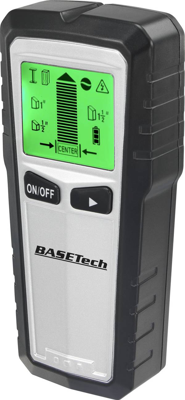 Basetech detektor  OG-430 TO-6481299   Druh materiálu dřeva, neželezných kovů, kabely vedoucí napětí, železných kovů