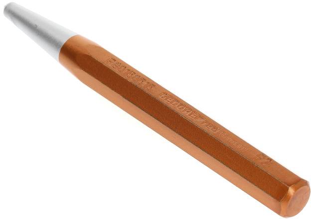 Oranžová šestihranná rukojeť kladiva se stříbrným hrotem. Používá se k zatloukání nebo sekání, je robustní a stabilní.
