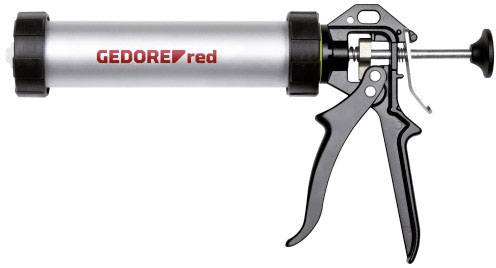 Kartušová pistole s logem 'GEDORE red' na kartušce, vhodná pro nanášení těsnicích hmot.