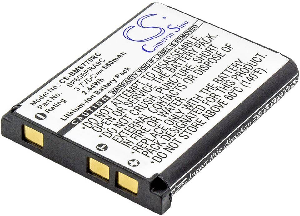Lithium-iontová baterie s konkrétními informacemi o modelu a napětí na štítku.