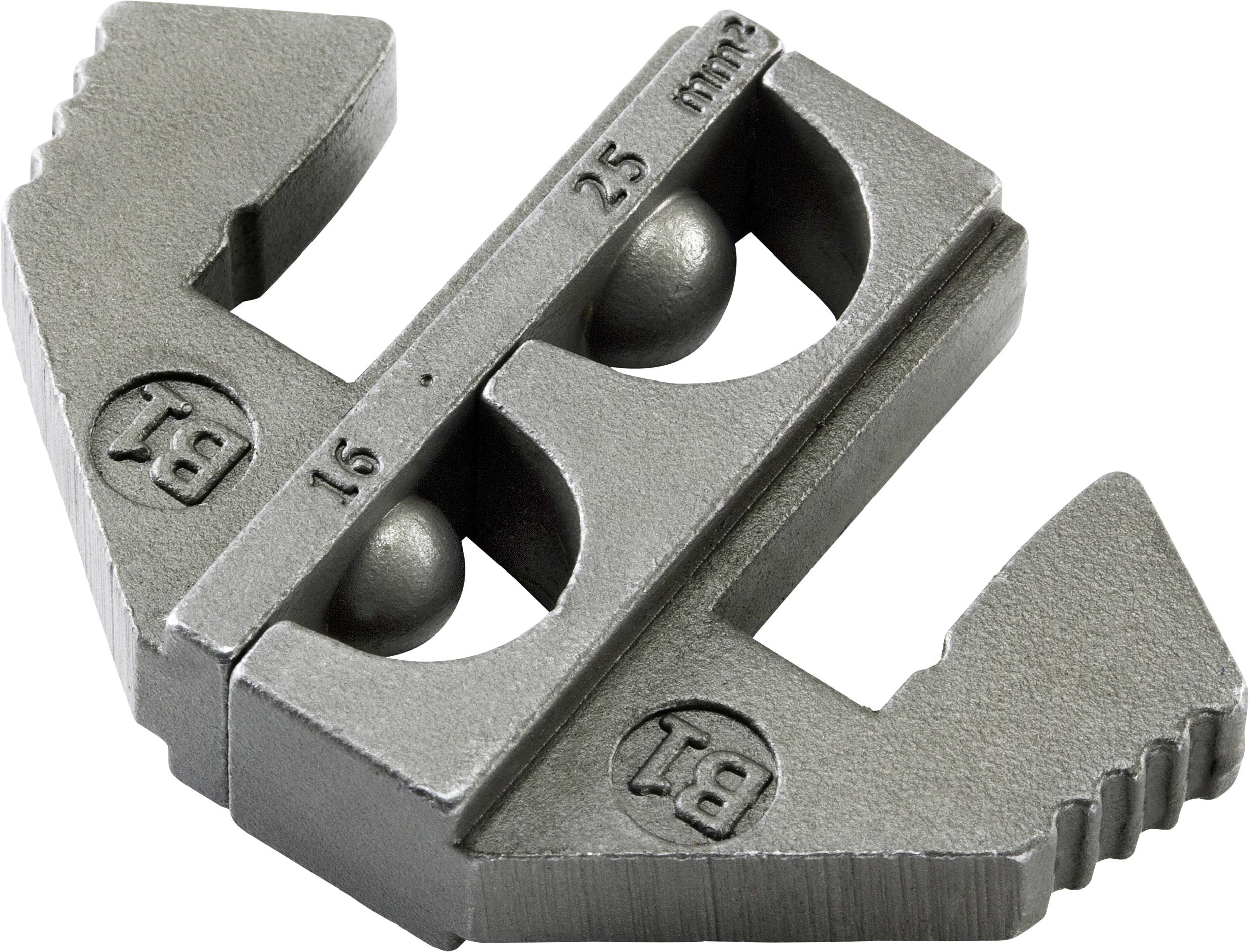 Kovový řezač s vroubkovanými čelistmi, dva válečky v jednom pouzdře. Označený '15' a '25 mm²', vhodný pro zpracování kabelů.