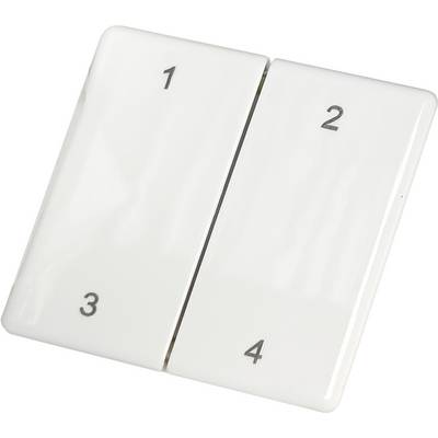Bílý vypínací panel se dvěma spínači, každý očíslovaný: vlevo nahoře '1', dole '3'; vpravo nahoře '2', dole '4'.