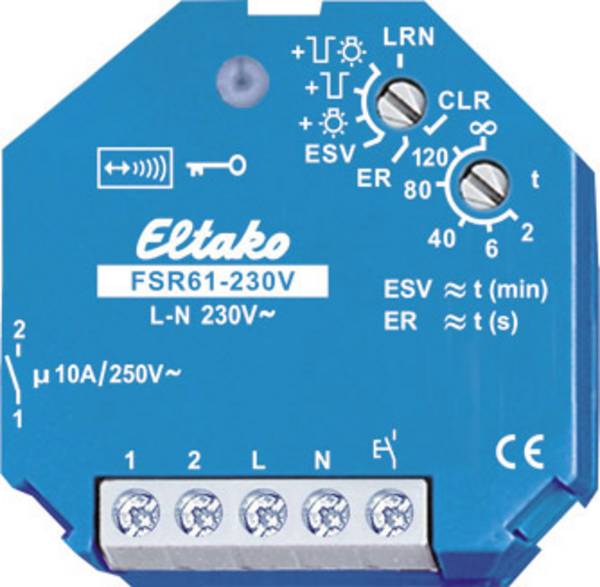 FSR61-230V Eltako bezdrátový spínač pohonu    pod omítku Spínací výkon (max.) 2000 W Max. dosah 30 m