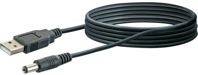 USB nabíjecí kabel svinutý do klubíčka, s USB konektorem na jedné straně a kulatým konektorem na straně druhé.