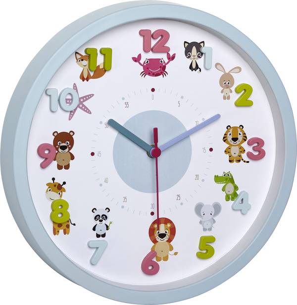 TFA Dostmann Little Animals Quartz nástěnné hodiny 30.9 cm x 4.4 cm světle modrá