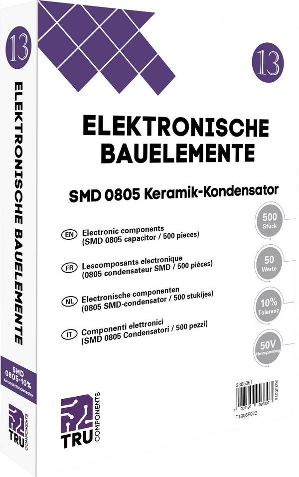 TRU COMPONENTS T1806P022 keramický kondenzátor SMD 0805  50 V 10 % (d x š) 2.0 mm x 1.2 mm 500 díly Tape cut