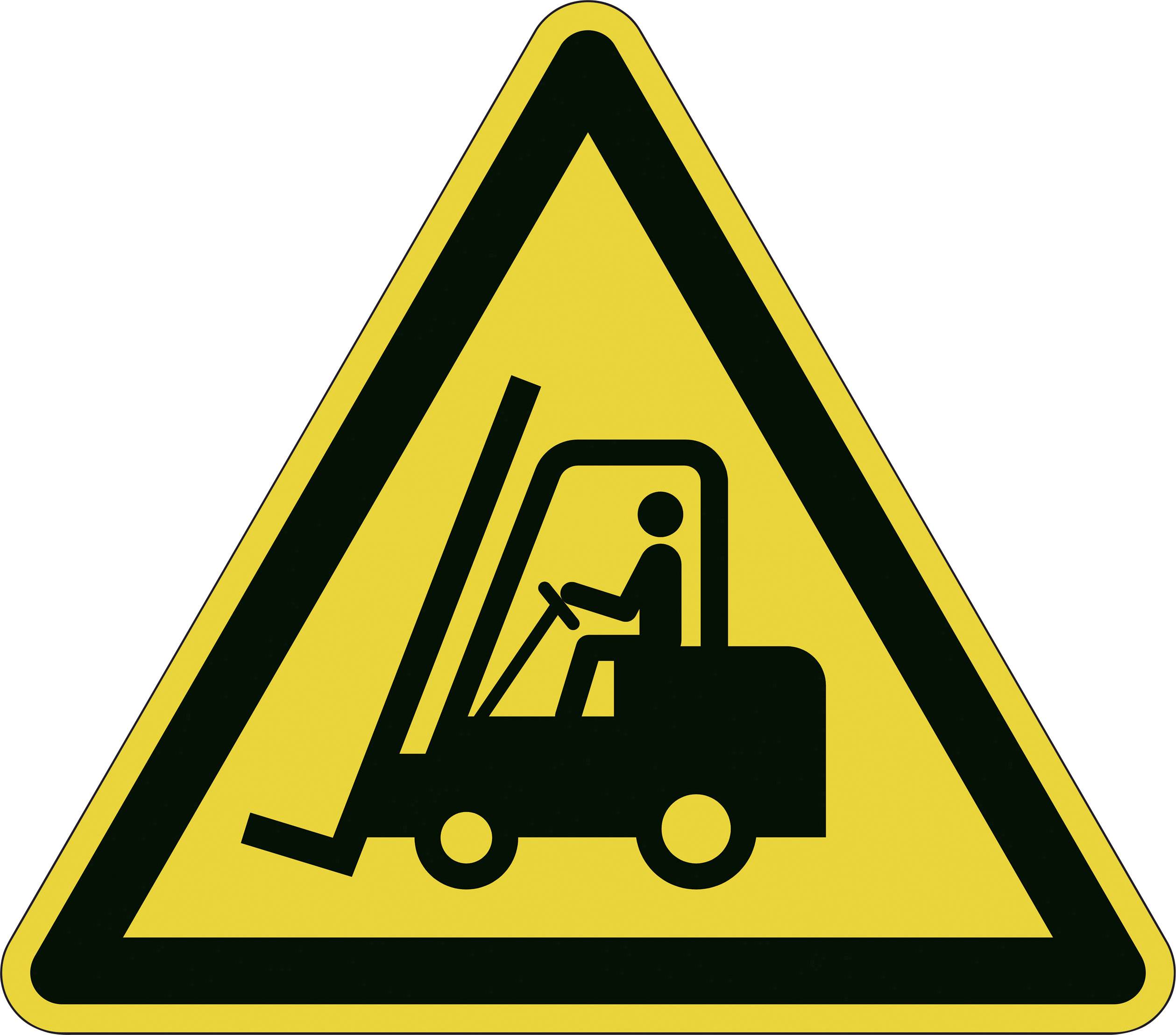 Výstražná značka: Pozor, vysokozdvižný vozík v provozu.