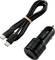 Černá USB-C autonabíječka s USB portem a příslušným USB-C kabelem pro rychlé nabíjení. Ideální pro cestování.