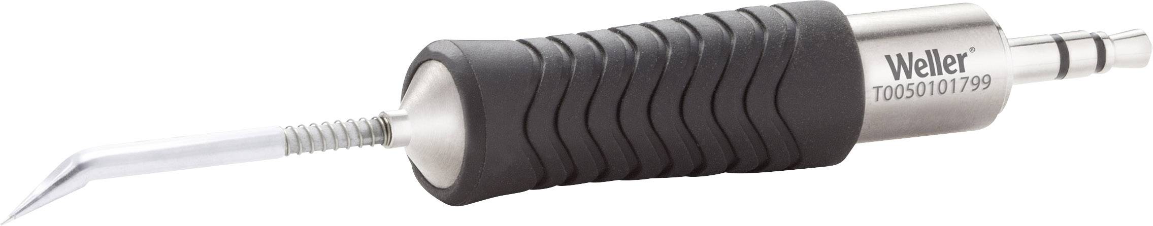 Pájecí pero s černou ergonomickou rukojetí a dlouhým kovovým hrotem, označené štítkem 'Weller T0050107199'.