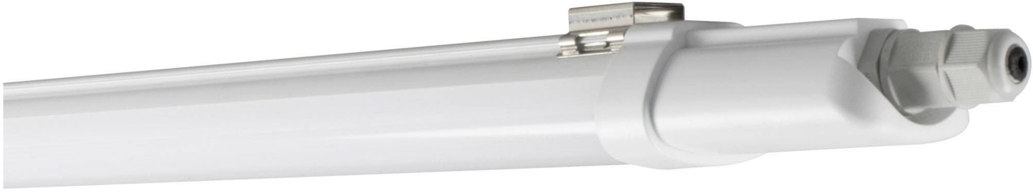 Bílé LED trubicové svítidlo v elegantním, moderním krytu, vhodné pro energeticky úsporné osvětlení v interiérech.