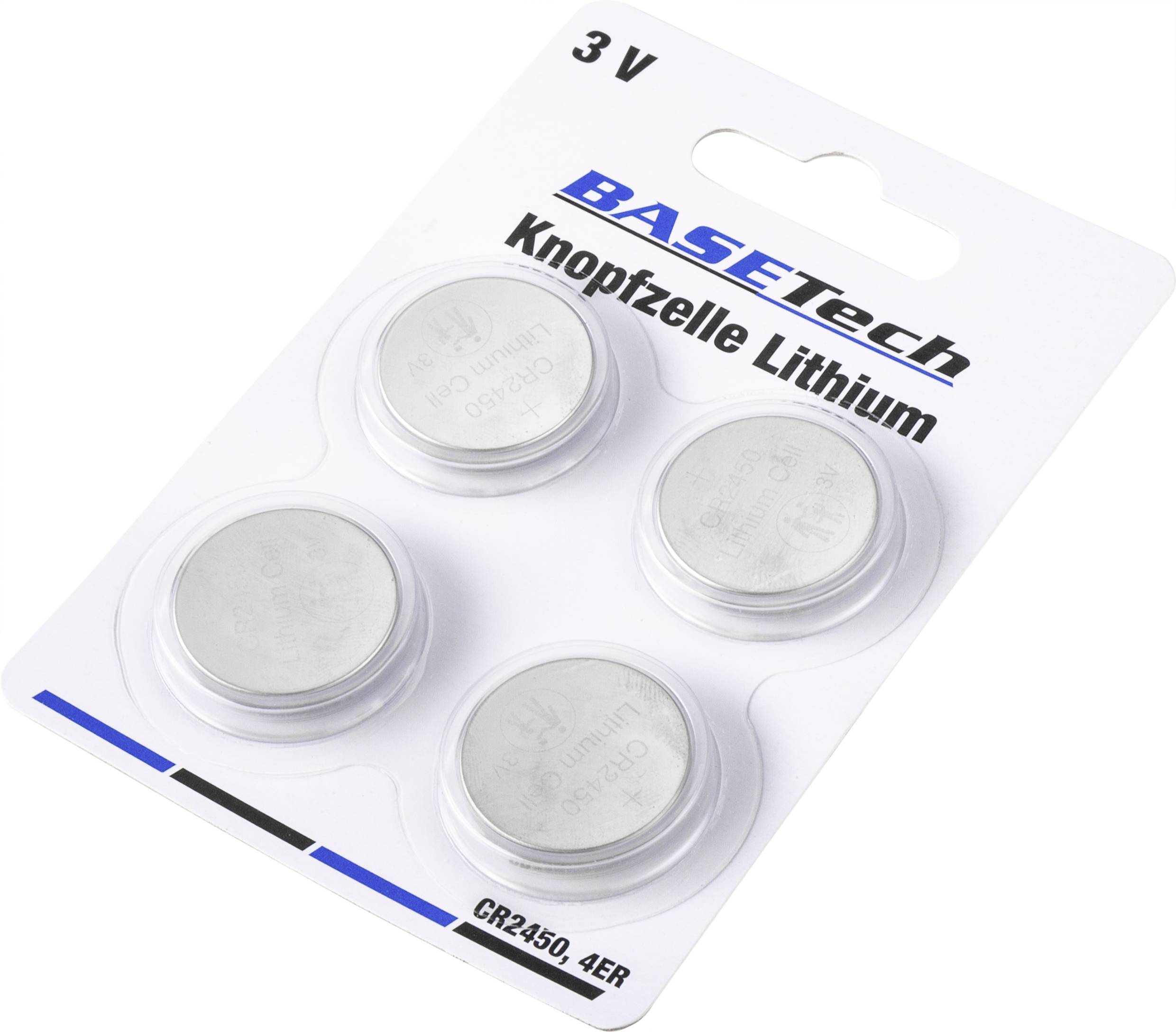 Basetech knoflíkový článek CR 2450 3 V 4 ks 580 mAh lithiová CR2450