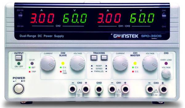 GW Instek SPD-3606 laboratorní zdroj s nastavitelným napětím, 0 - 60 V/DC, 0 - 6 A, OVP, výstup 3 x, 01PD360610GS