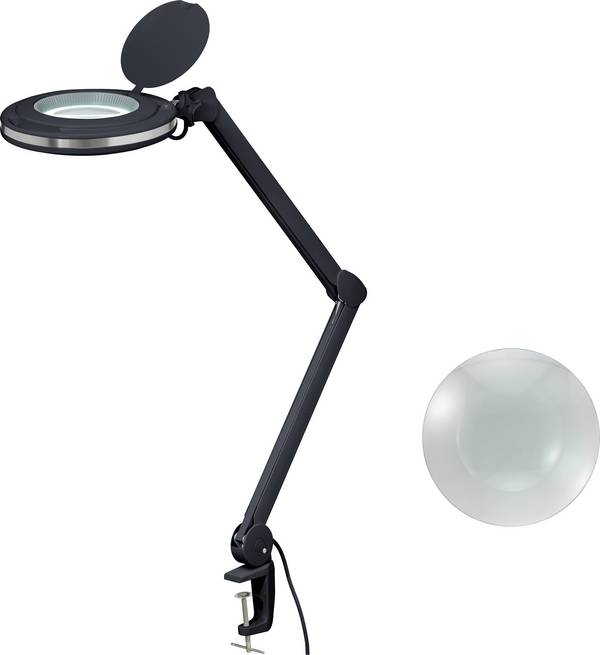 TOOLCRAFT 2178611 Lupa s LED osvětlením, černá, 5", 127 mm, svorka, 3D, 1,75x