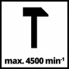 "Max. 4500 ot/min" a symbol připomínající nástroj nebo strojní součást, pravděpodobně upozornění na omezení otáček.