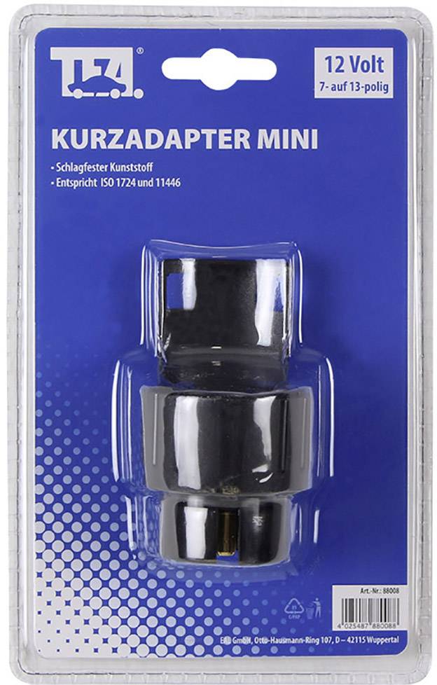 Adaptér Mini, 12 V, 7-pólový na 13-pólový, nárazuvzdorný plast, odpovídá ISO 1724 a 11446