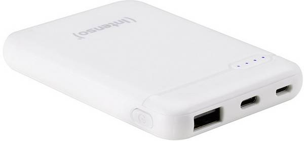 Intenso XS5000 powerbanka Li-Pol, 5000 mAh, USB-A, USB-C®, microUSB, bílá, Indikátor stavu