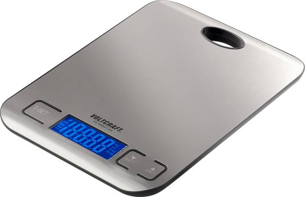 VOLTCRAFT TS-5000/1-Alu váha na dopisy TS-5000/1-Alu  Max. váživost 5 kg Rozlišení 1 g na baterii nerezová ocel