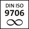 Symbolický obrázek s nápisem 'DIN ISO 9706' a symbolem nekonečna pod ním.