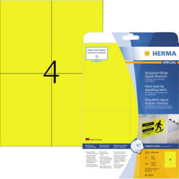 Herma 8032 Fóliové etikety  105 x 148 mm poylesterová fólie žlutá 100 ks extra silné laserová tiskárna, barevná laserová tiskárna, kopírka, barevná kopírka