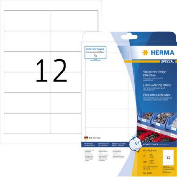 Herma 4692 Fóliové etikety  97 x 42.3 mm poylesterová fólie bílá 300 ks extra silné laserová tiskárna, barevná laserová tiskárna, kopírka, barevná kopírka