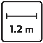 Symbol se šipkou znázorňující vodorovnou délku 1,2 metru.