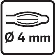 Symbol kabelu s nápisem 'Ø 4 mm' na černobílém pozadí.
