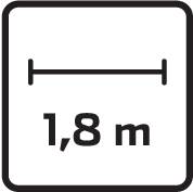 Dopravní značka znázorňující vzdálenost 1,8 metru.