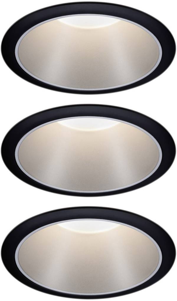 Paulmann 93408 Cole Coin vestavné svítidlo, LED, LED, 18 W, černá, stříbrná, sada 3 ks