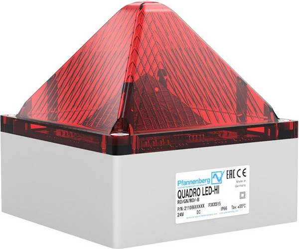 Pfannenberg signální osvětlení  QUADRO LED HI 90-253 AC RD 21108645000 červená červená zábleskové světlo, blikající světlo, trvalé světlo 230 V/AC
