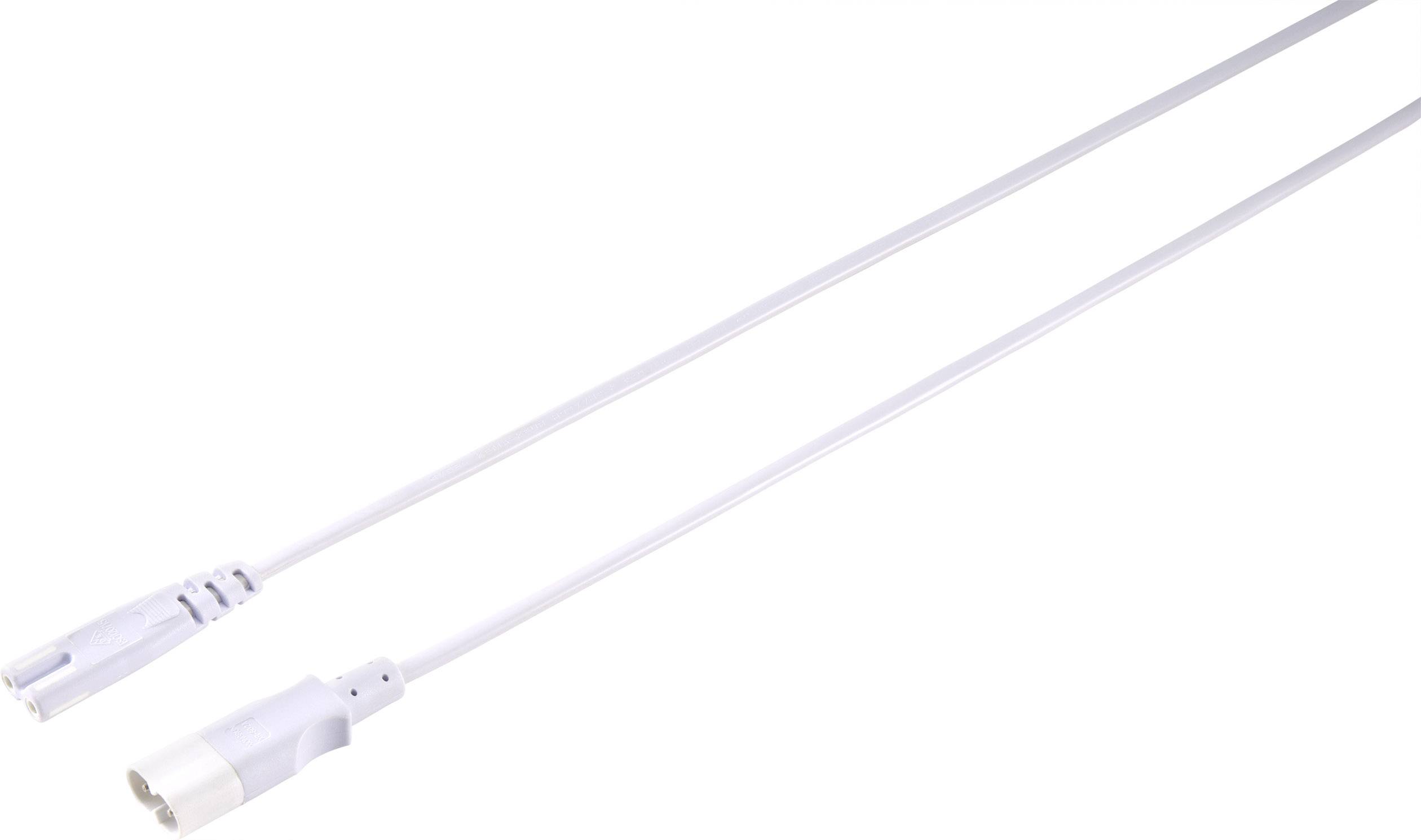 Dva bílé kabely s konektory, které se používají pro elektronické připojení. Jeden kabel ukazuje dvoupólové připojení.