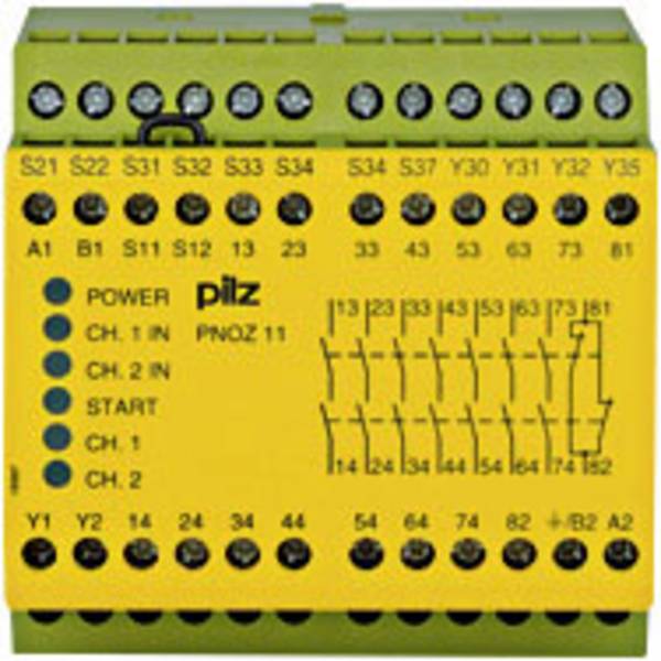 PILZ PNOZ 11 24VAC 24VDC 7n/o 1n/c bezpečnostní relé, 24 V/DC, 7 spínacích kontaktů, 1 rozpínací kontakt, (š x v x h) 90 x 87 x 121 mm, 774080, 1 ks