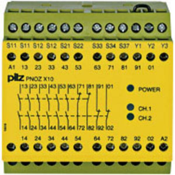 PILZ PNOZ X10 24VDC 6n/o 4n/c 3LED bezpečnostní relé, 24 V/DC, 6 spínacích kontaktů, 4 rozpínací kontakty, (š x v x h) 90 x 87 x 121 mm, 774709, 1 ks