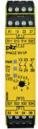 Bezpečnostní relé se žlutým pouzdrem, modelové číslo PNOZ XV1P, nabízí ochranné funkce v elektrických řídících systémech.
