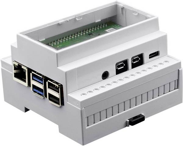 Camdenboss CBRPI-DR-4-CLR-CON SBC skříň Vhodné pro (vývojové sady): Raspberry Pi® včetně montáže na lištu bílá