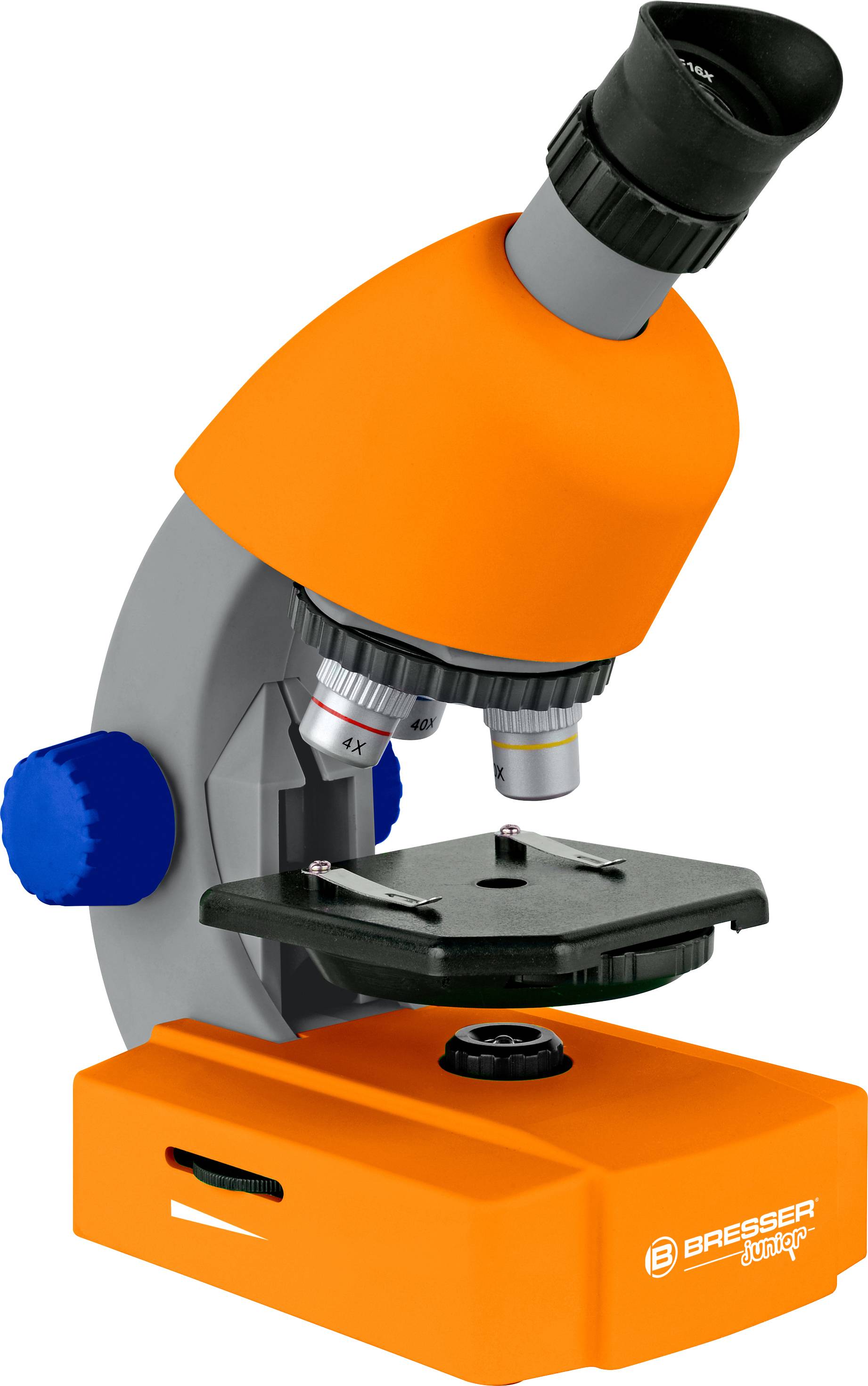 Bresser Optik Mikroskop Junior 40x-640x orange dětský mikroskop monokulární 640 x procházející světlo